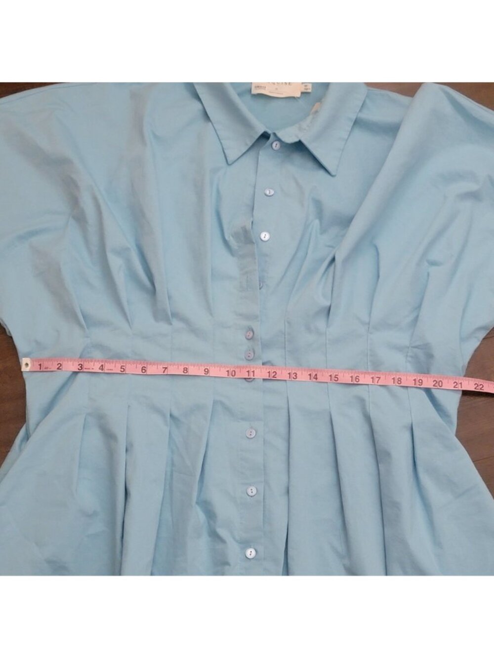 Anthropologie The Tobie Mini Shirt Dress Vintage Charming Sky Blue Womens 2X - Picture 5 of 9